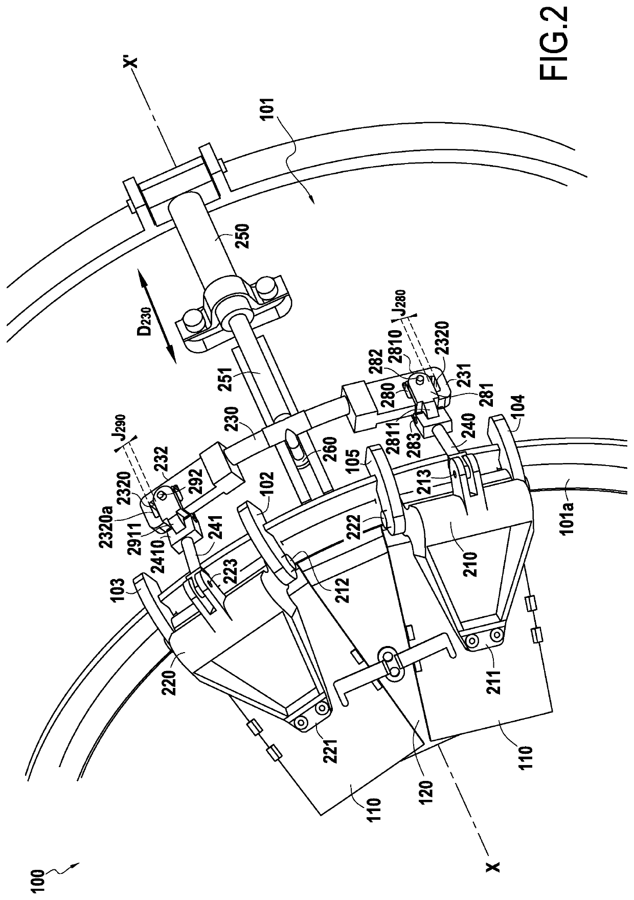 Stiffening of the connection between flaps in a nozzle of variable cross section