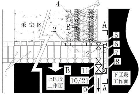 Gob-side entry retaining method for putting top waste rock down to achieve roadway side packing