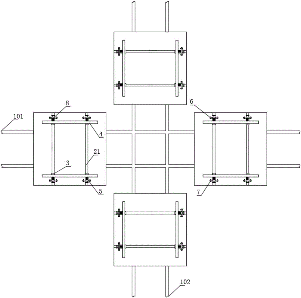 Right-angled rail-type assembly platform for steel structures