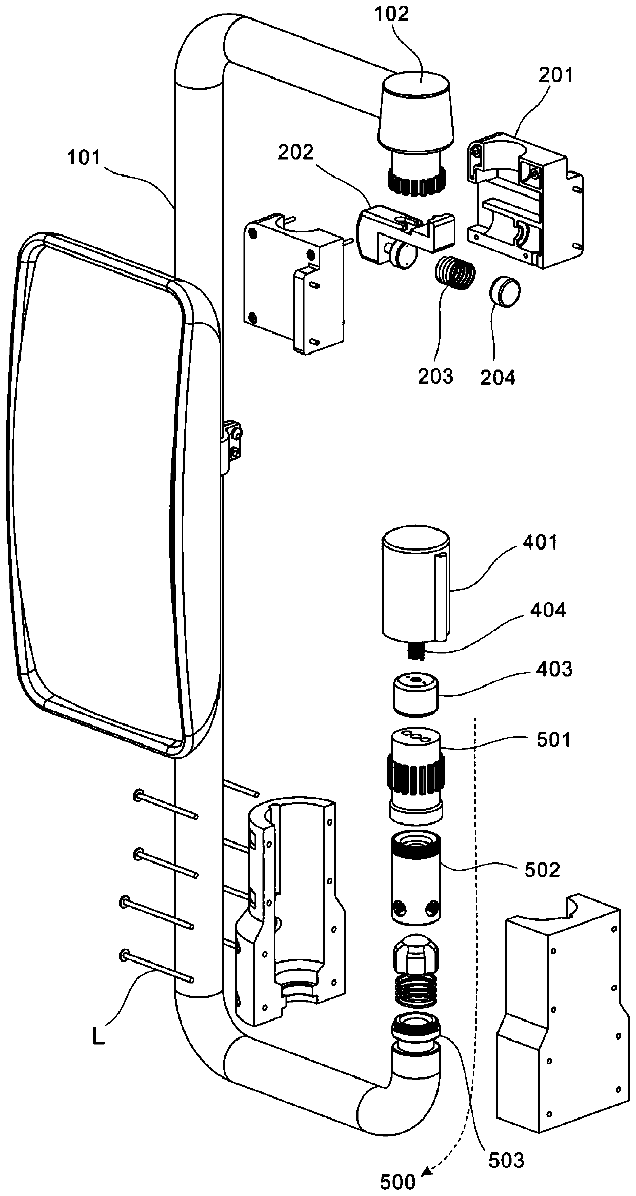 Rearview mirror fixing frame applied to truck