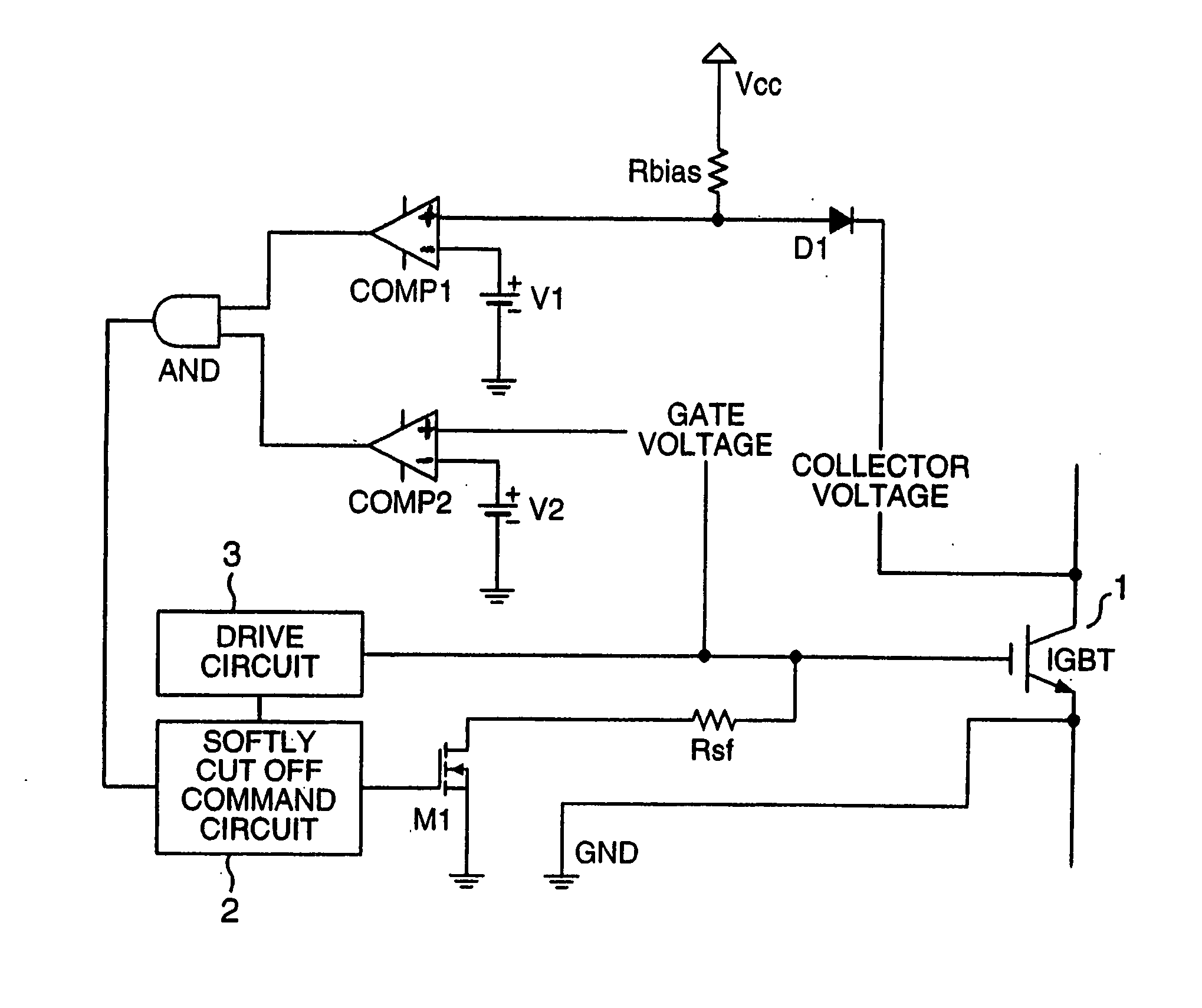 Protection circuit for power management semiconductor devices and power converter having the protection circuit