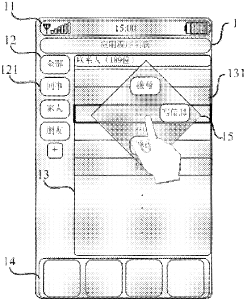 Method and system for rapid operation of elements in touch screen type mobile terminal