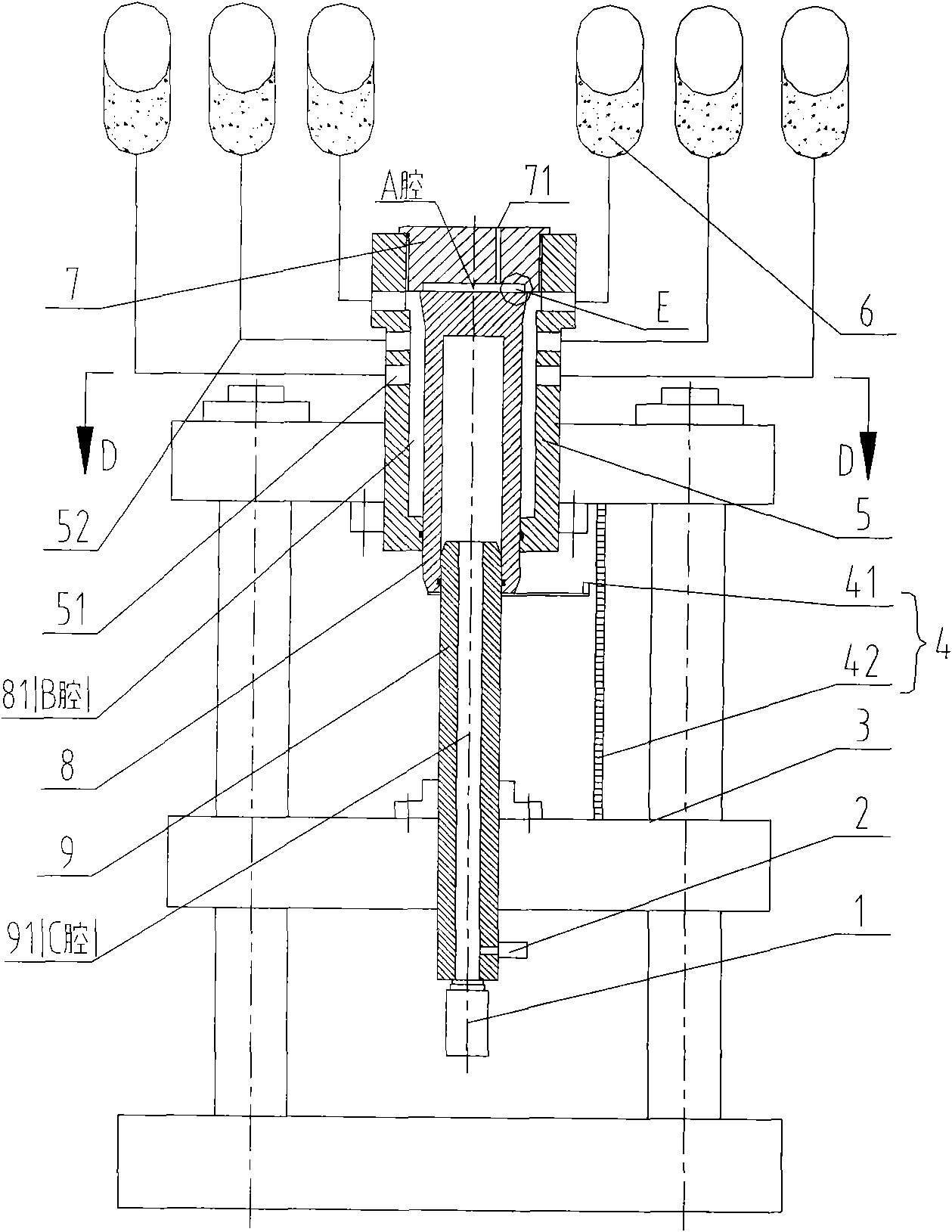 Quickly loading booster cylinder and high-flow safety valve test device using same