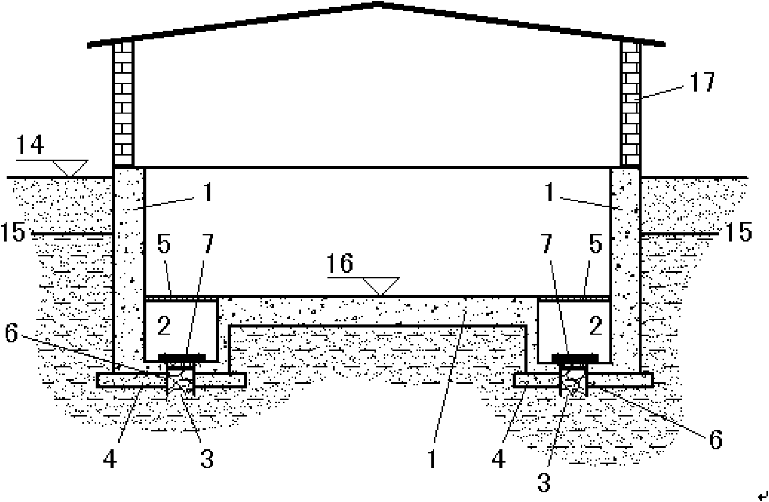 Method and structure for preventing pit-type building foundation floating