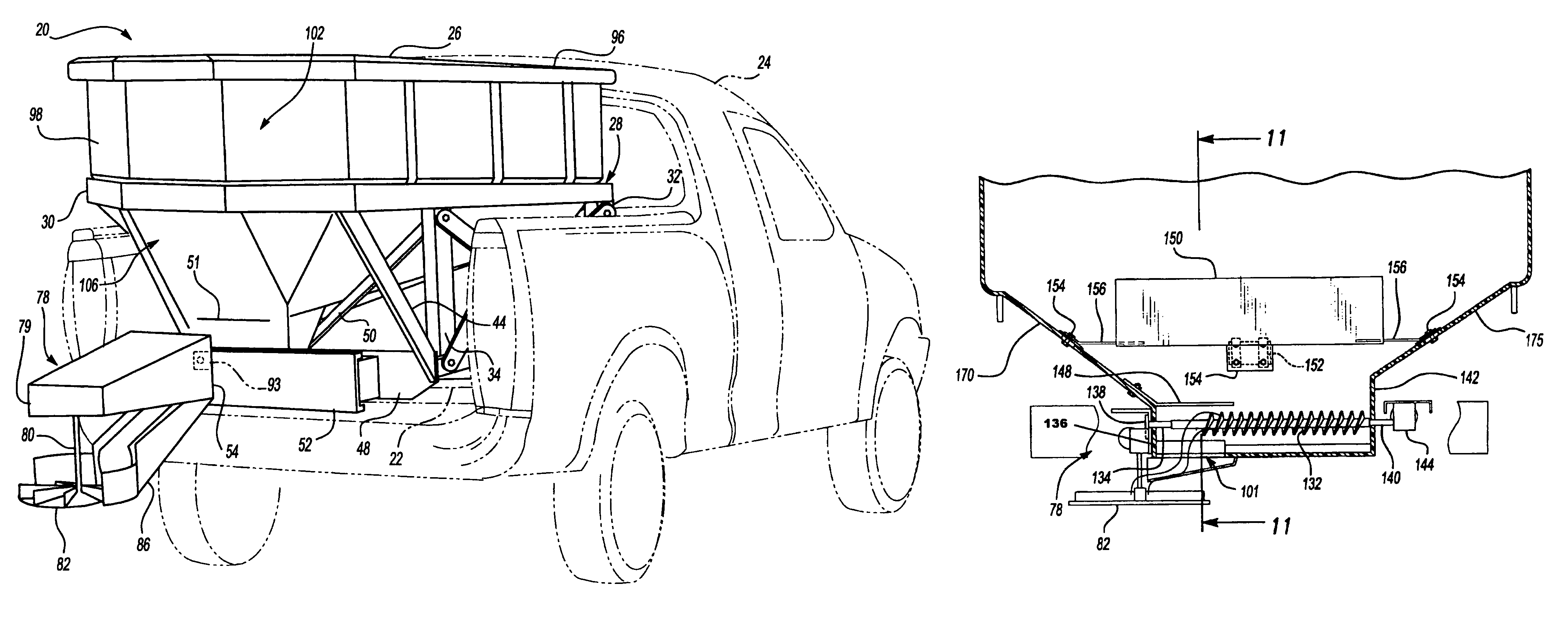 Truck bed mounted spreader