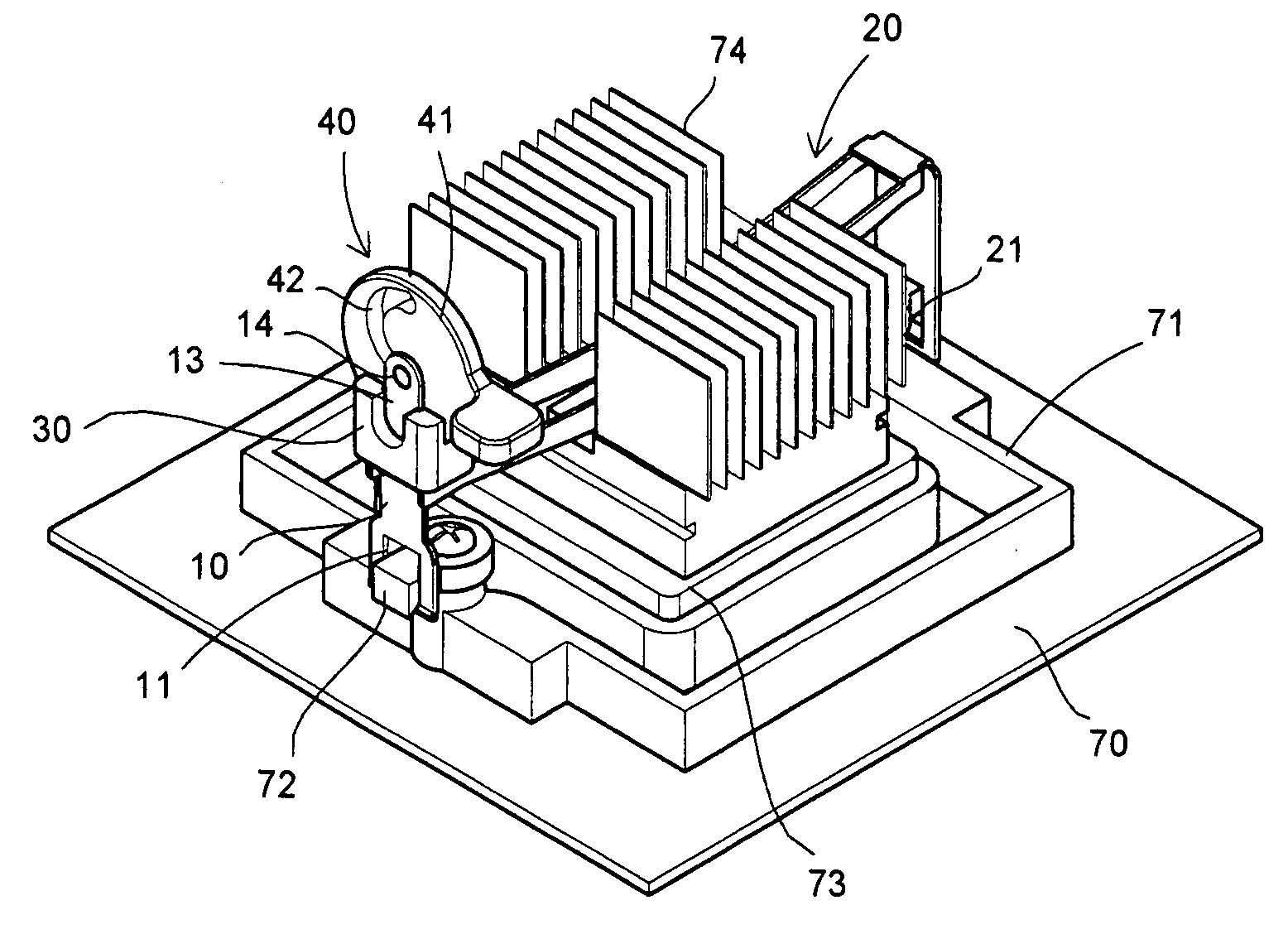 Retaining device for heat sink