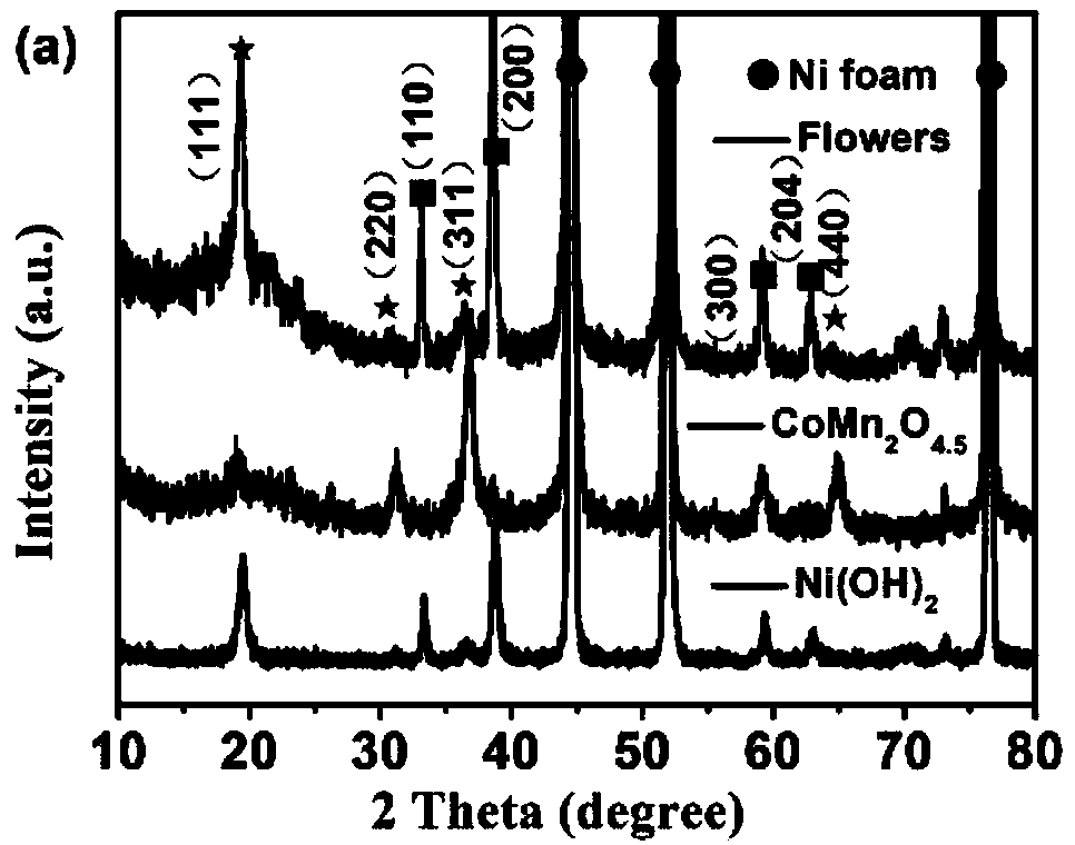 Core-shell nickel hydroxide nanosheet/manganese-cobalt oxide composite electrode material and preparation method thereof