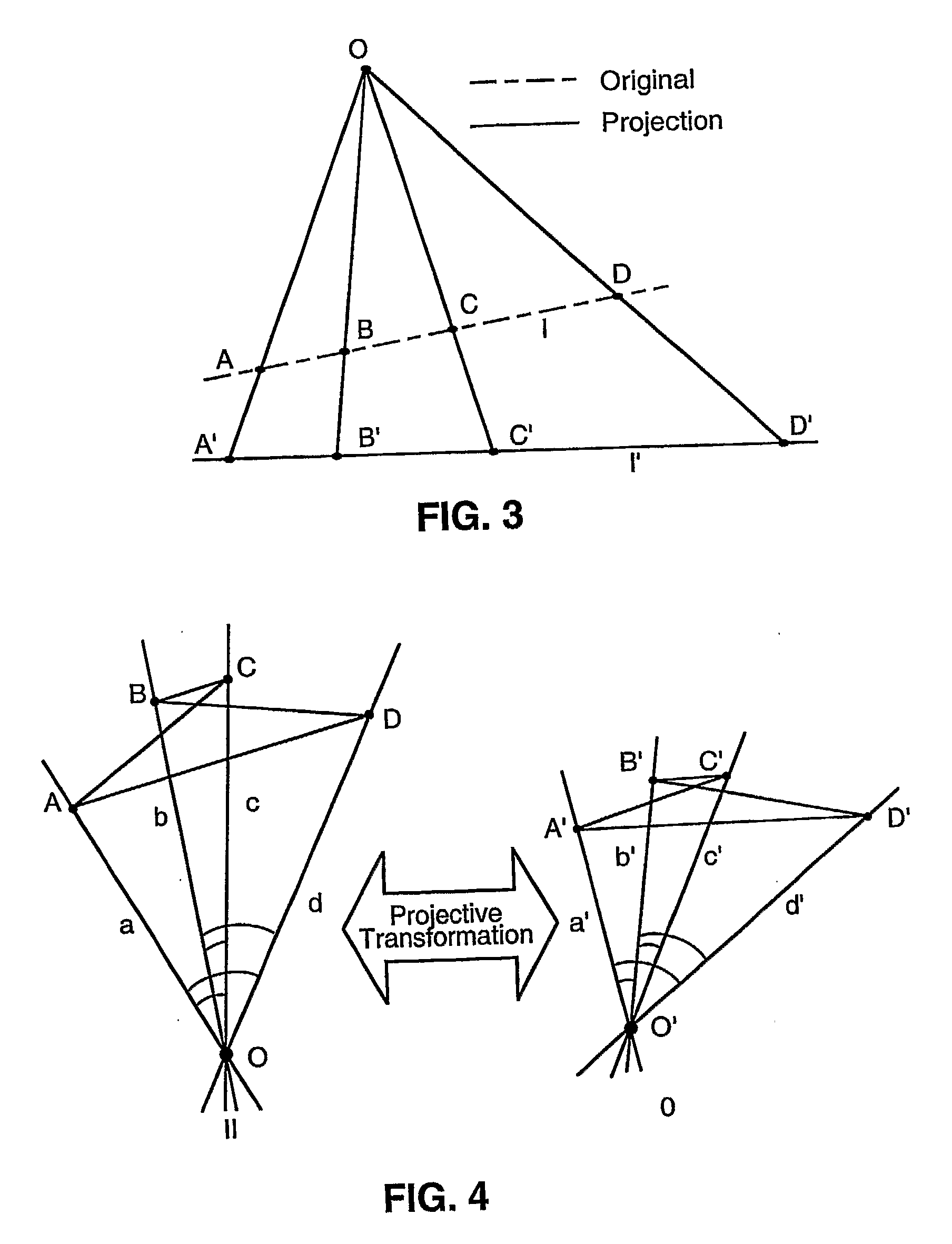 Biometric signatures and identification through the use of projective invariants