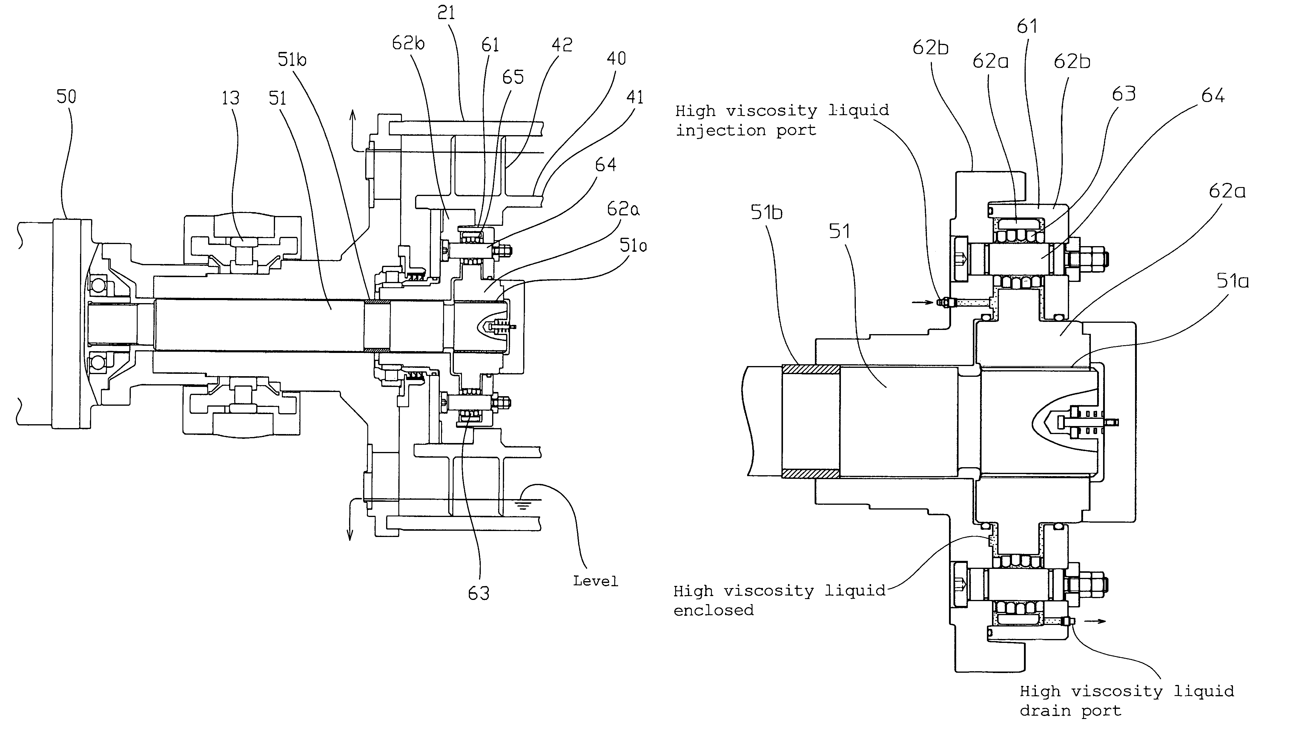 Decanter type centrifugal separator with torque transmission mechanism