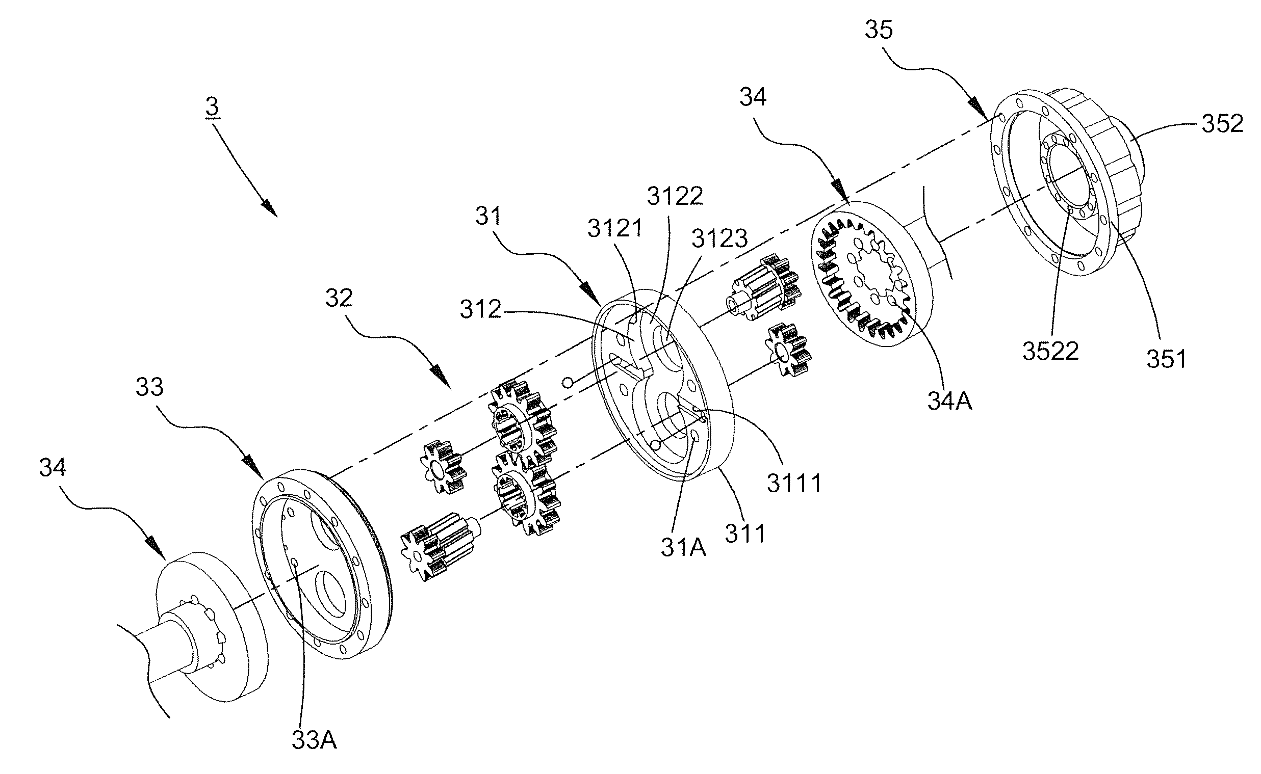 Auto-locking torque distributing mechanism