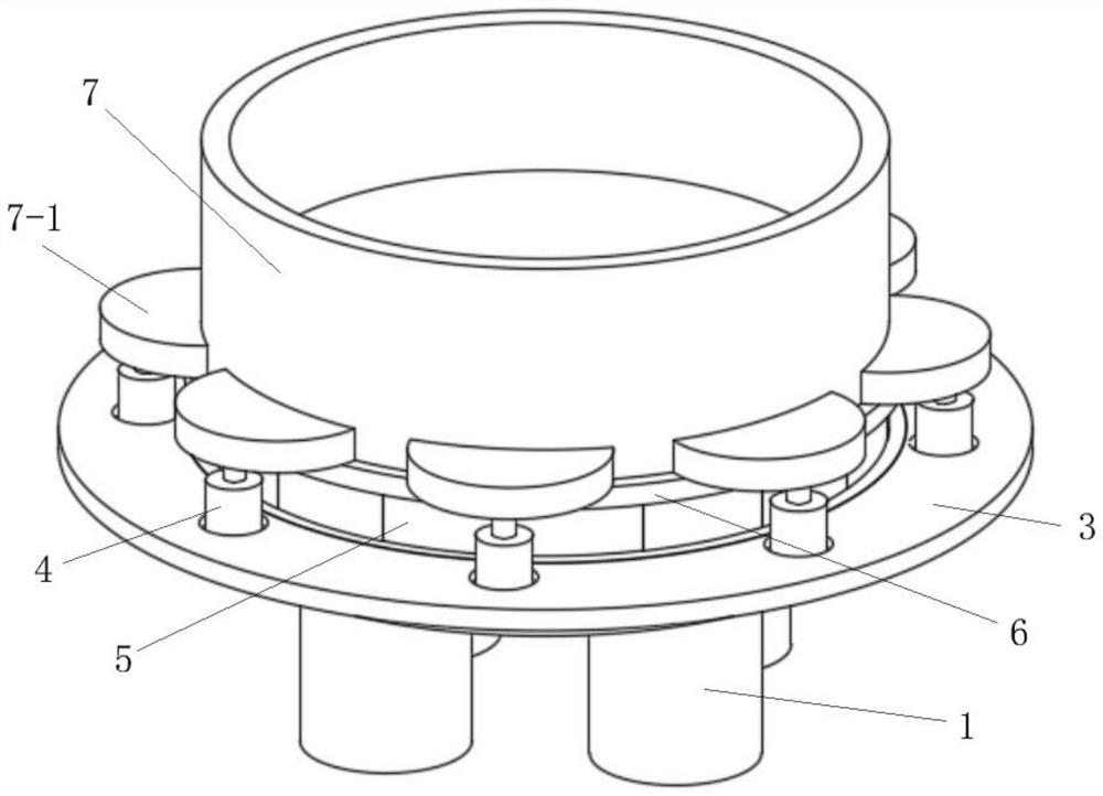 Rubber and plastic spring vibration reduction device for large coal mill base and foundation and using method of rubber and plastic spring vibration reduction device