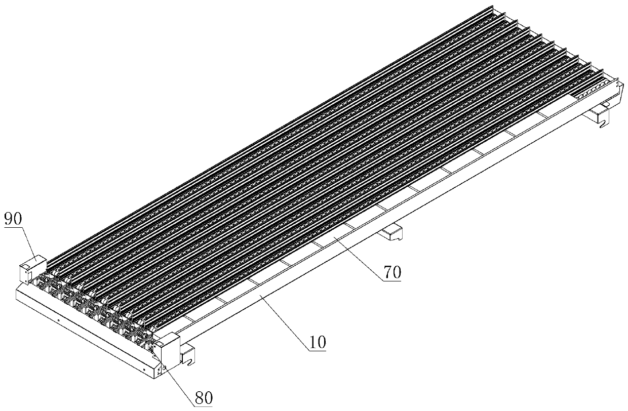 A device for caching and guiding medicine boxes on automatic medicine dispensing equipment