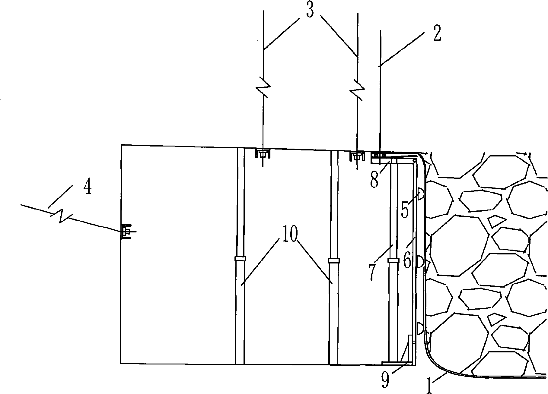 Non-roadside supporting gob-side entry retaining process