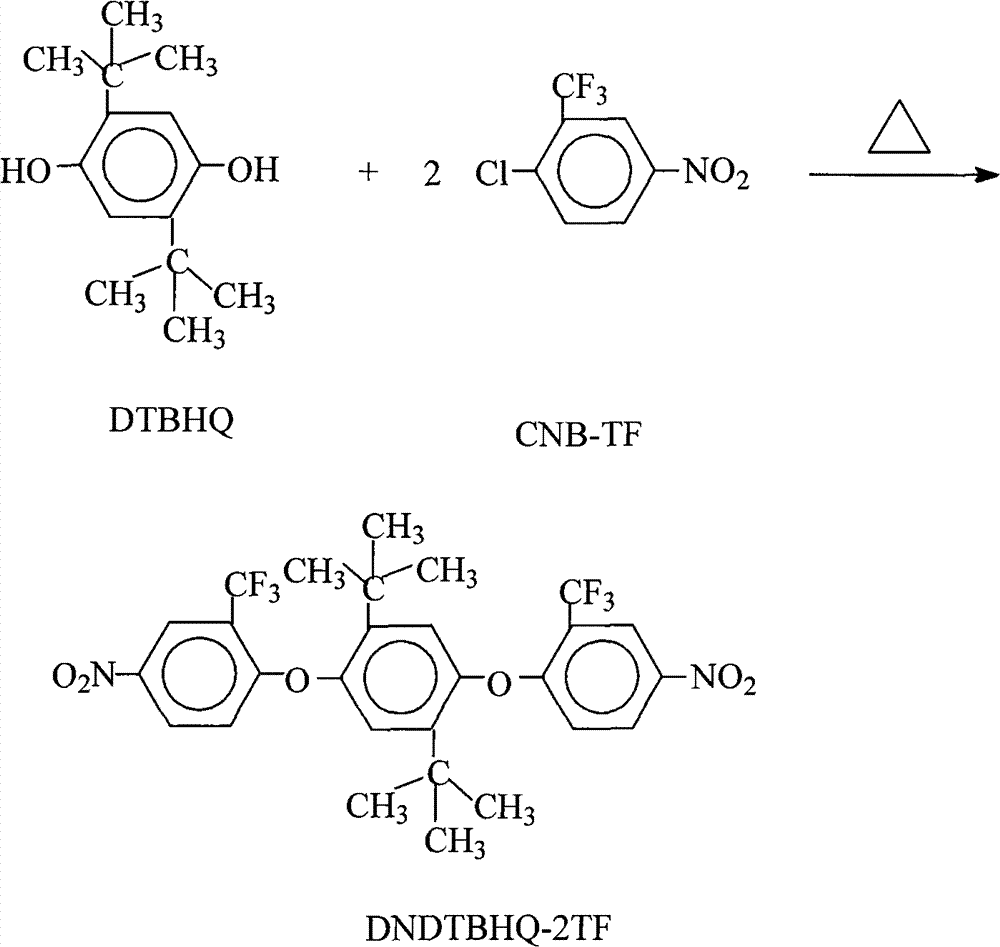 Preparation of 1,4-bis(2-trifluoromethyl-4-nitrophenoxy)-2,5-di-t-butylbenzene