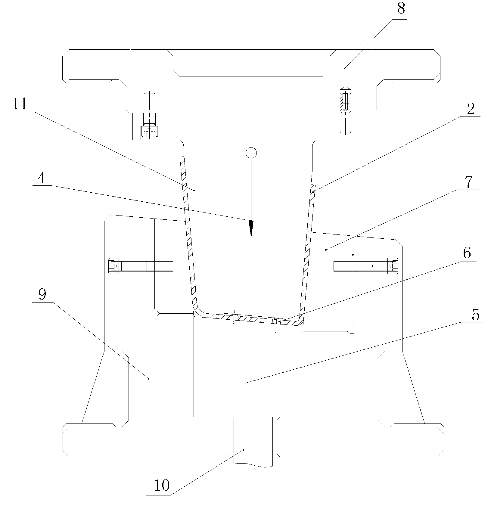 Method for bending rear crossbeam of heavy truck and bending die