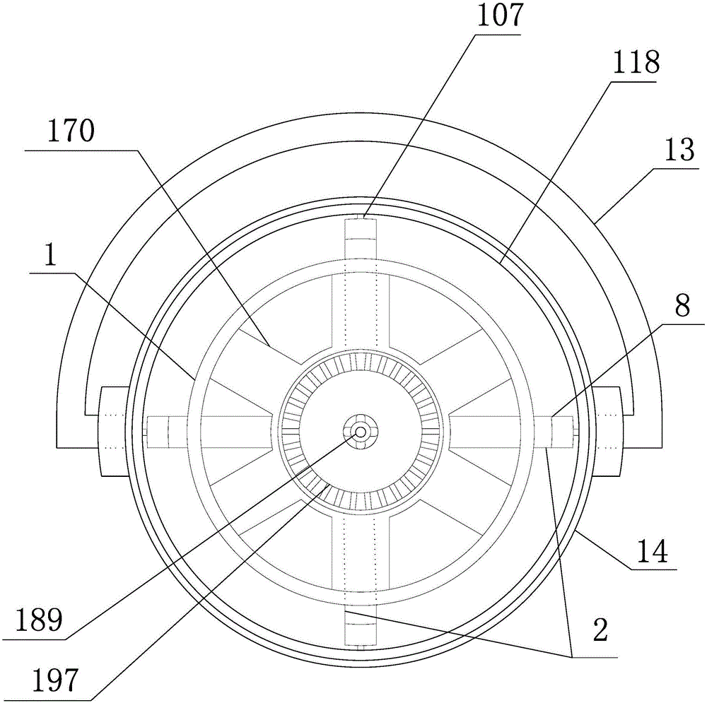 Rotary bracket self-locking shaftless lifting prismatic barrel rotary mop jet flow variable-speed cleaning and spin-drying device