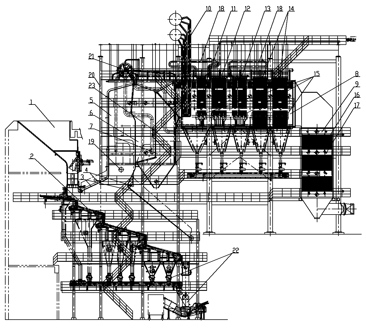 Waste incineration boiler