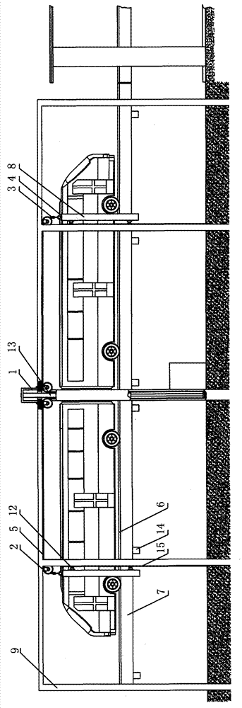 Returning platform for double-layer bidirectional railway-track-compatible green bus systems