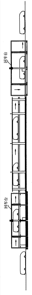 Returning platform for double-layer bidirectional railway-track-compatible green bus systems