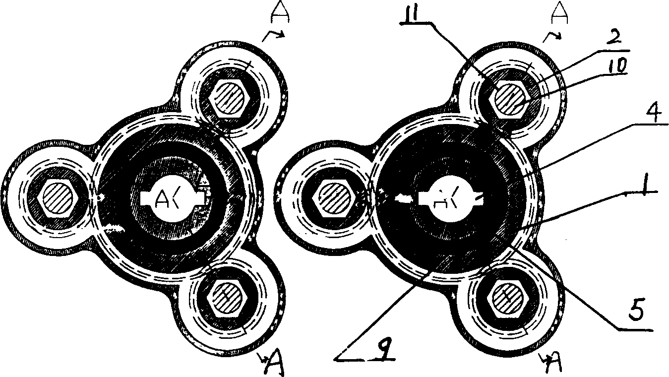 Bi-three-jaw shaped contrarotating planetary grinding head