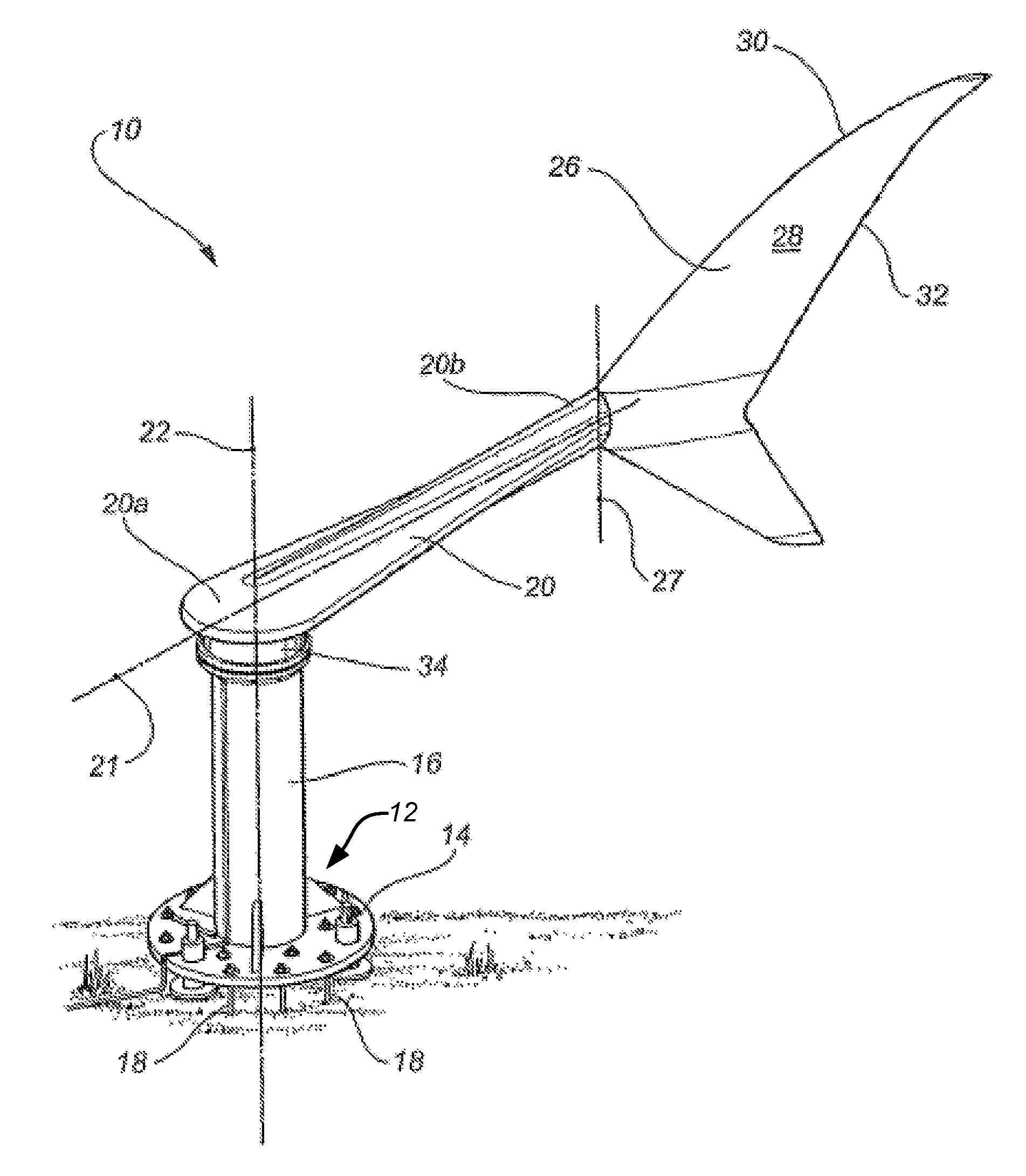 Device for capturing energy from a fluid flow