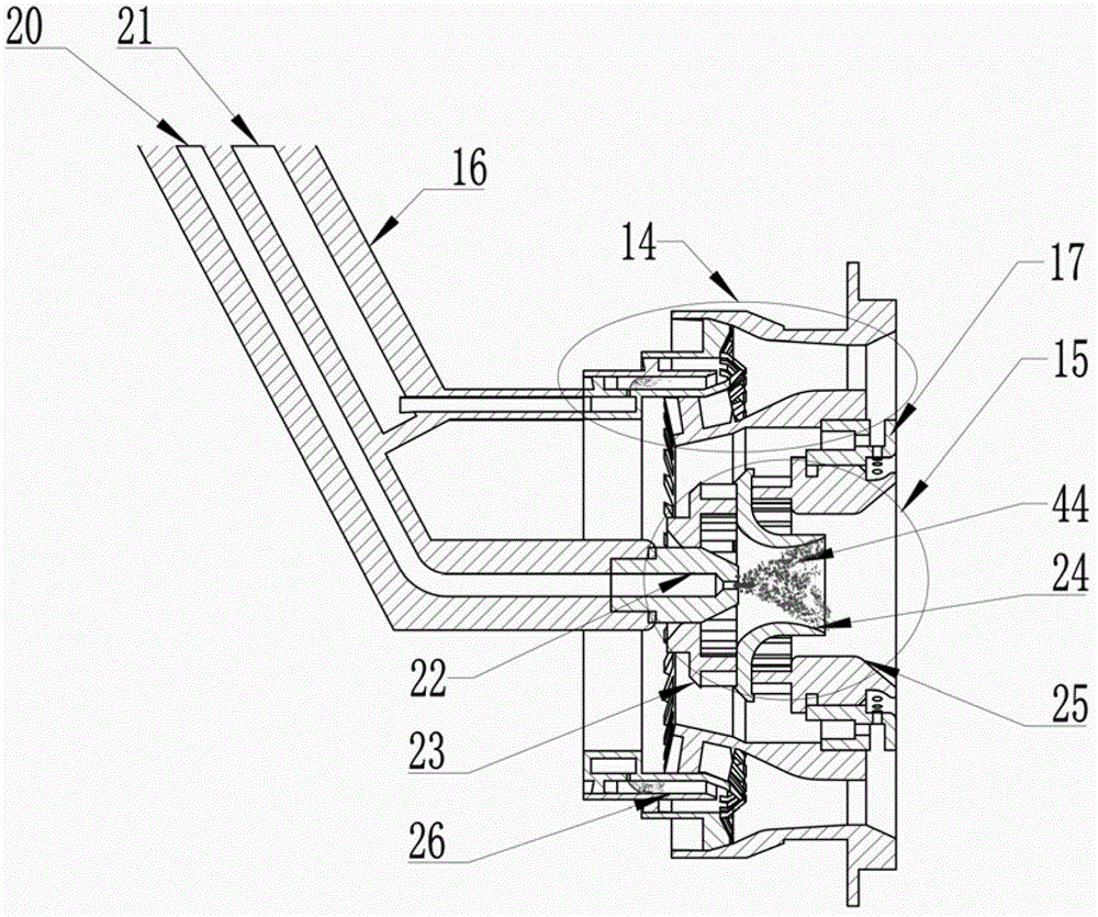 Single-oil passage pre-diaphragm type staggered plate primary combustion stage premixing and pre-vaporizing low-pollution combustor