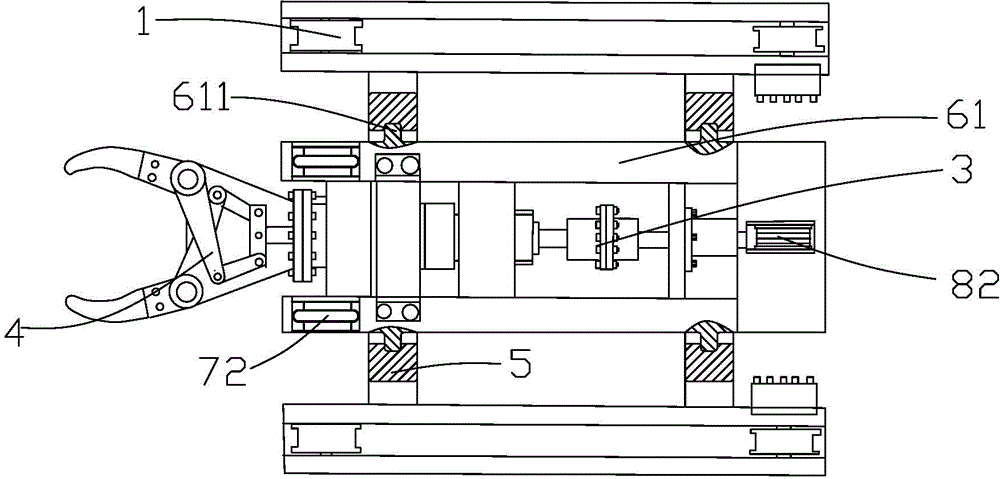 The transmission device that drives the lifting and moving of the tong frame on the forging manipulator