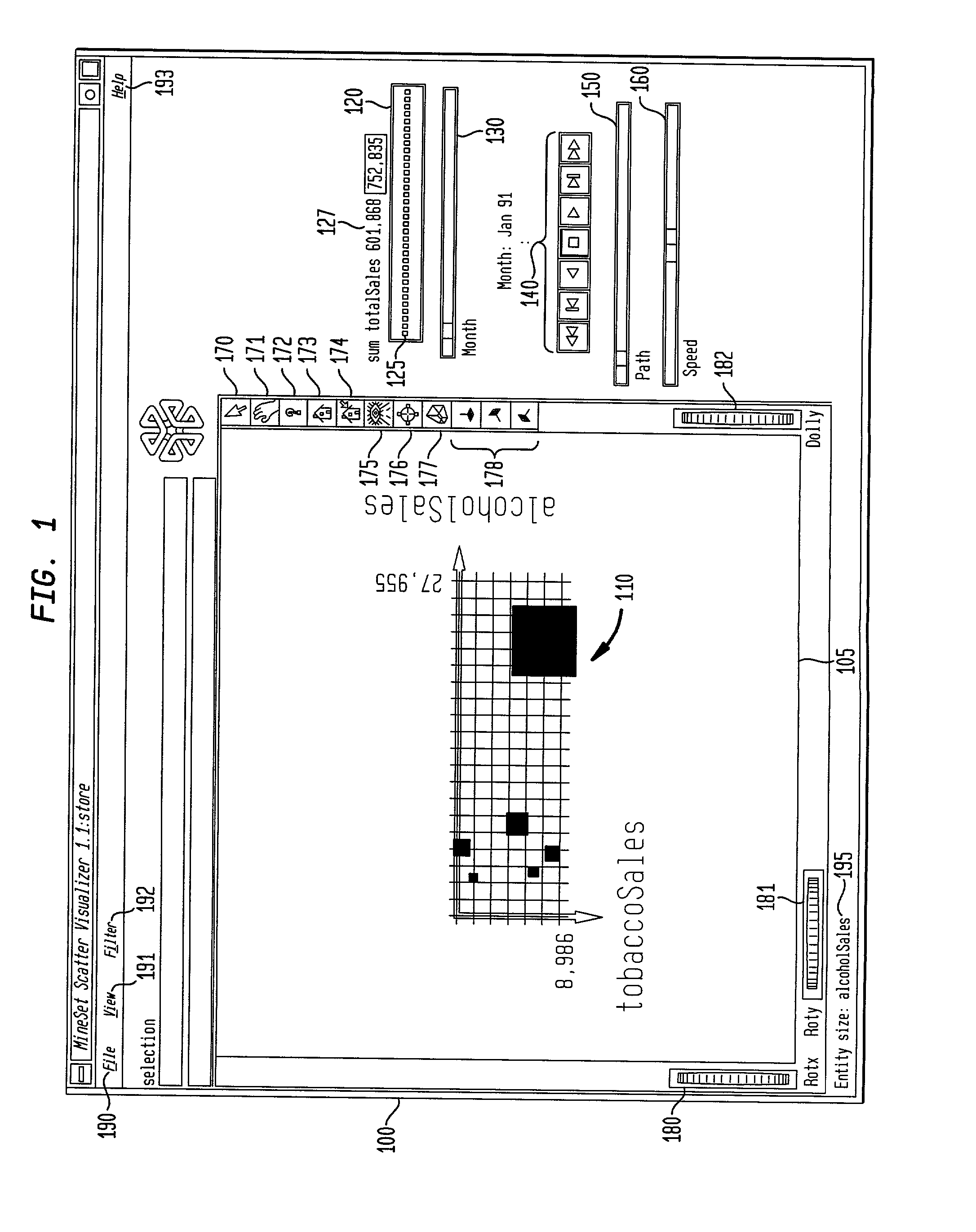 Computer-related method, system, and program product for controlling data visualization in external dimension(s)