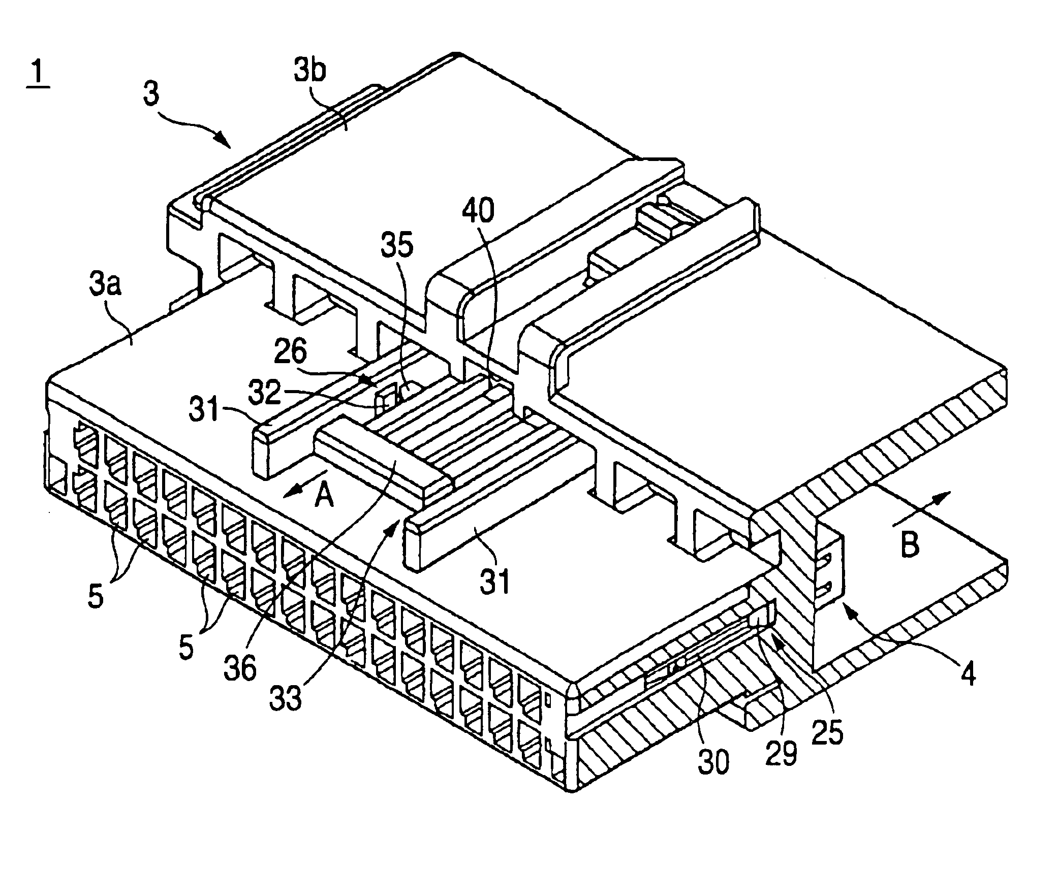 Connector having an improved front holder design for retaining terminals