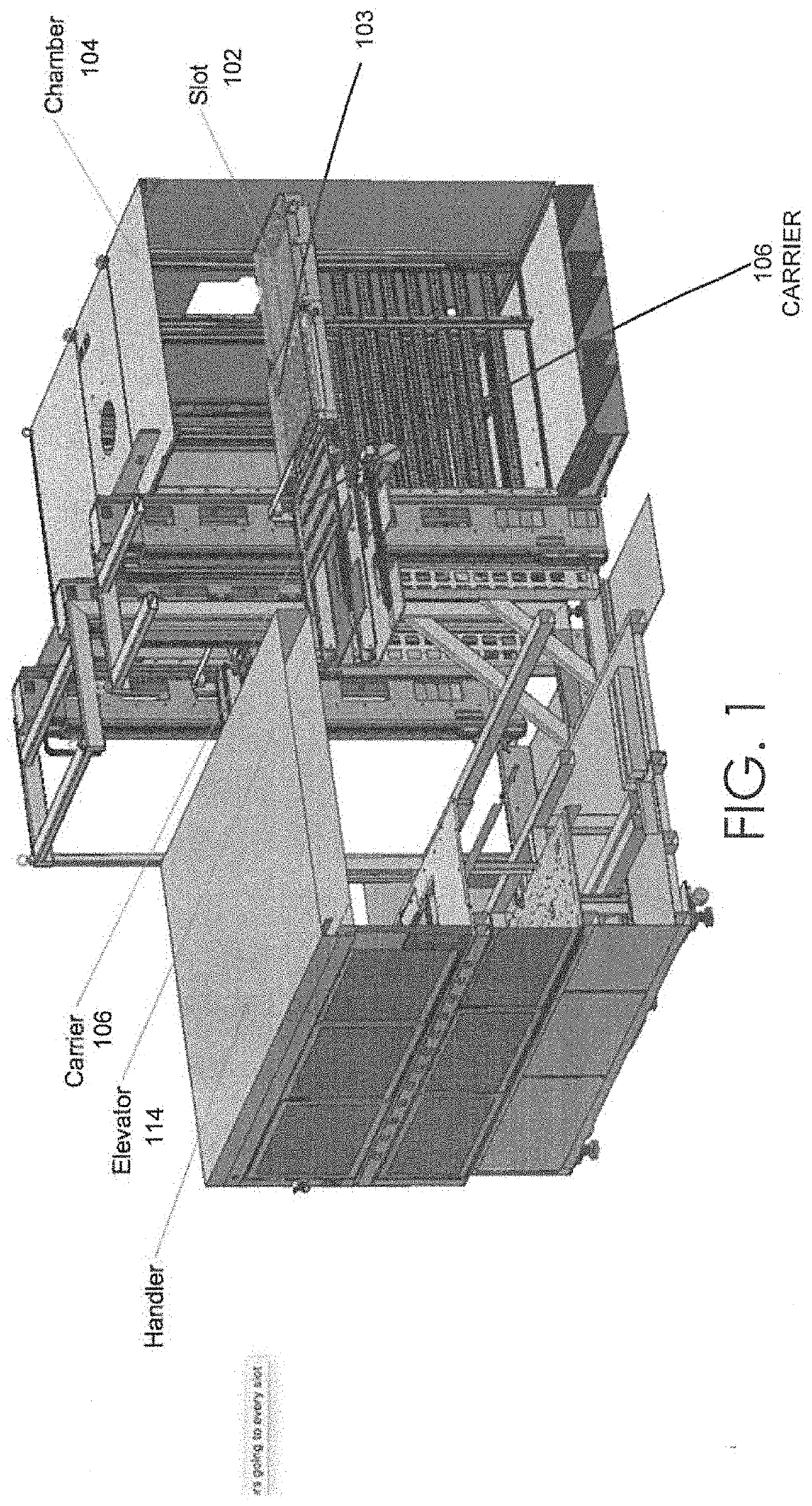 Carrier based high volume system level testing of devices with pop structures