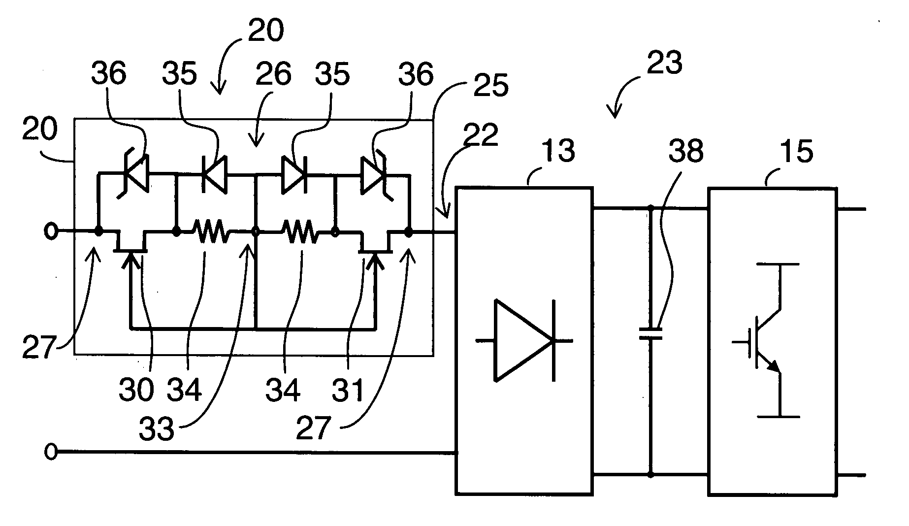 Voltage surge protection device and electronic circuit comprising one such a device