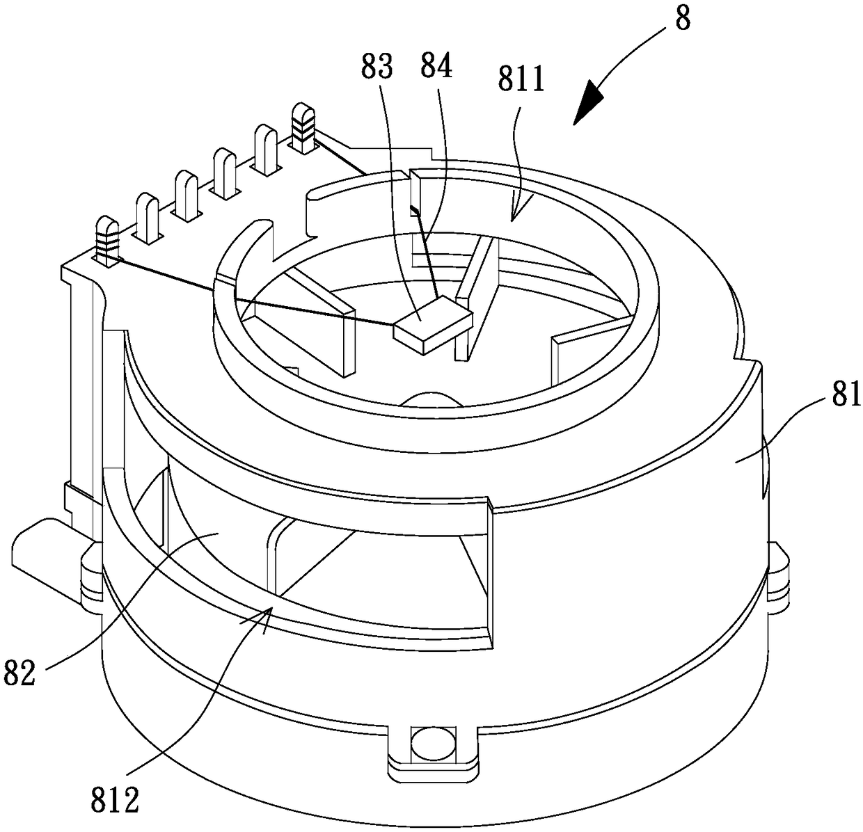 Temperature sensor and a fan with a temperature detecting function