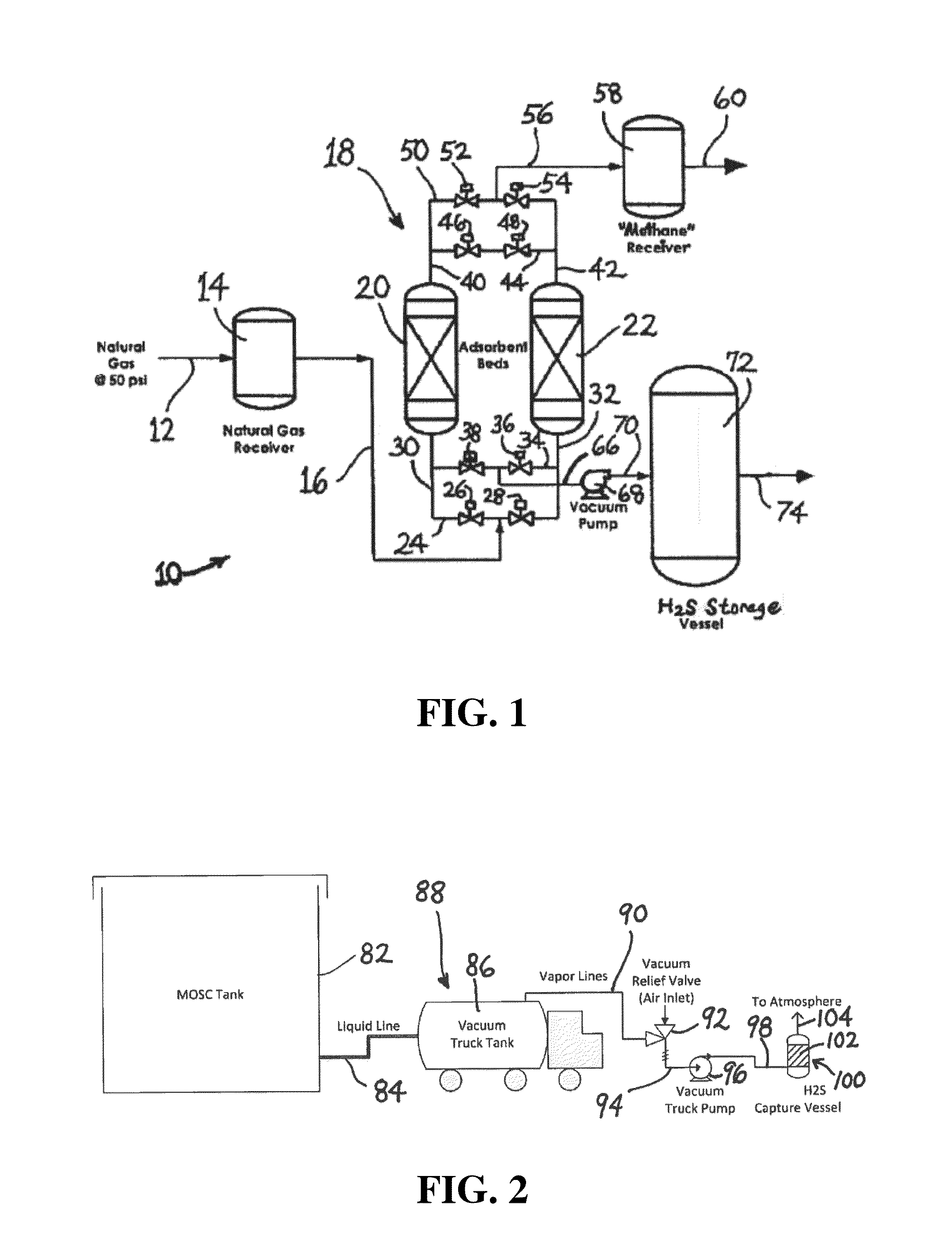 Carbon adsorbent for hydrogen sulfide removal from gases containing same, and regeneration of adsorbent