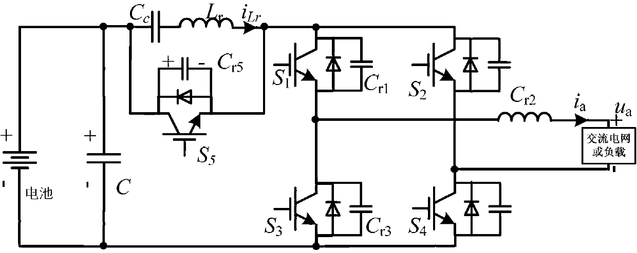 Zero-voltage switching energy storage bridge-type inverter without additional voltage and modulation method for inverter