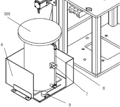 Automatic glue coating and spinning device for semiconductor silicon wafer and key structure of automatic glue coating and spinning device