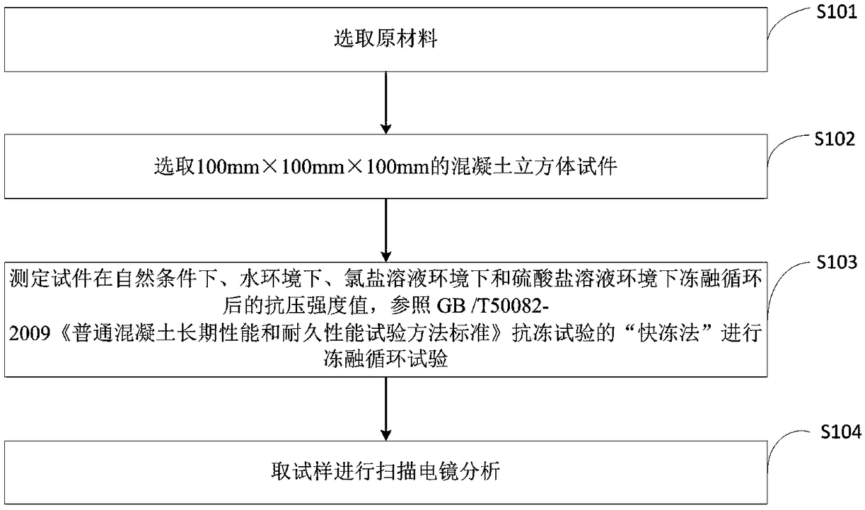 Testing method for salt frost resistance of concrete