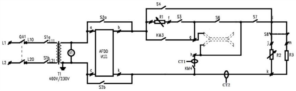 Automatic detection test system for operating characteristics of arc fault protection electric appliance