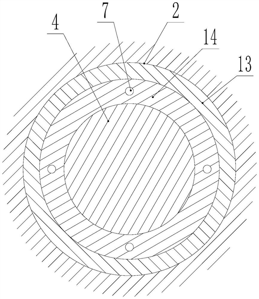 Hole wall coupling device of stress-strain sensor