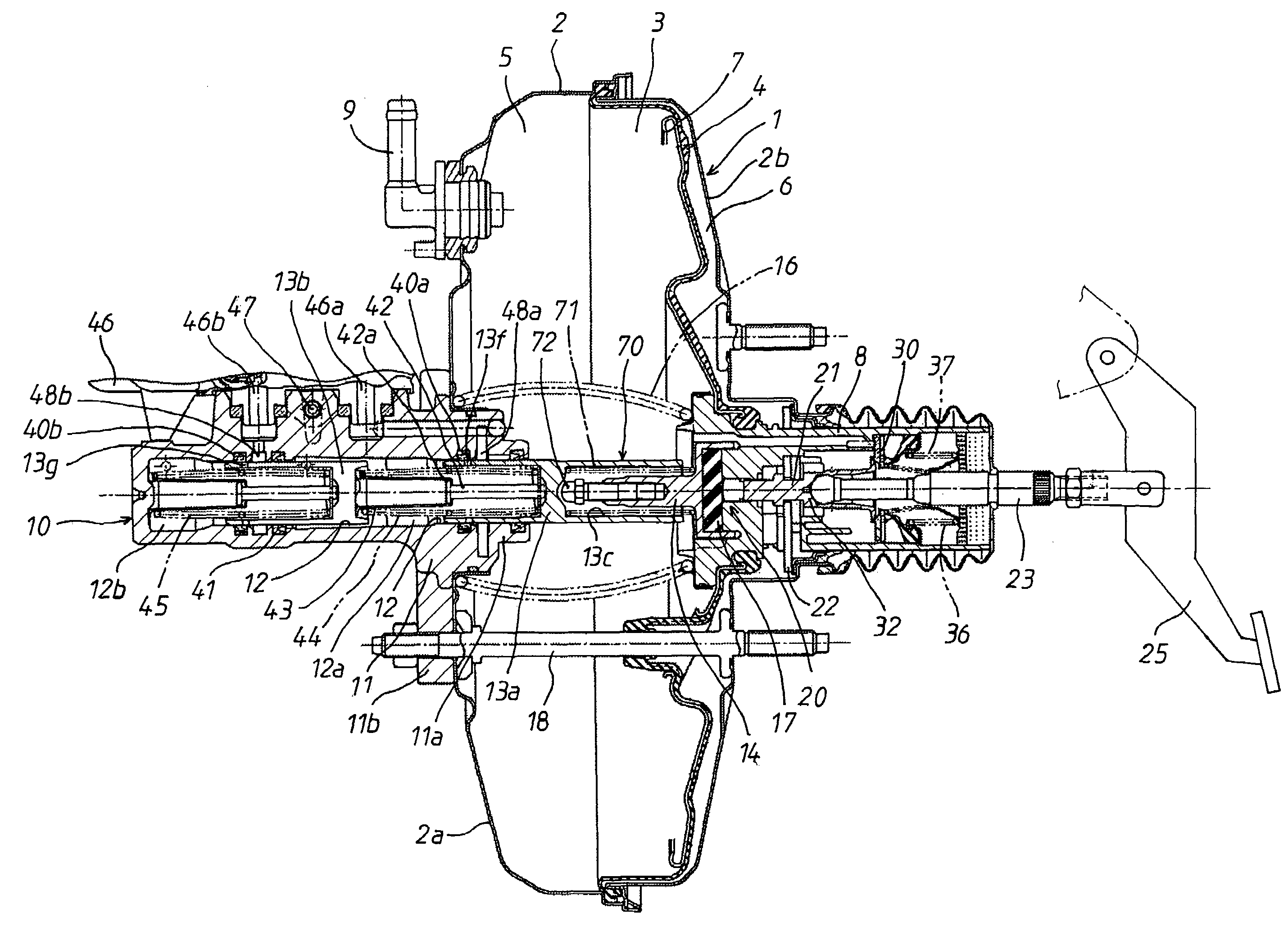 Vacuum booster of brake device