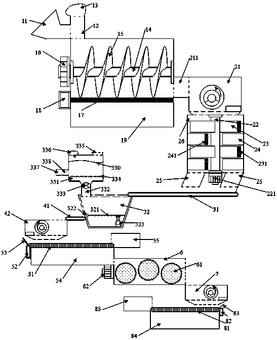 Building waste crushing and screening device and method