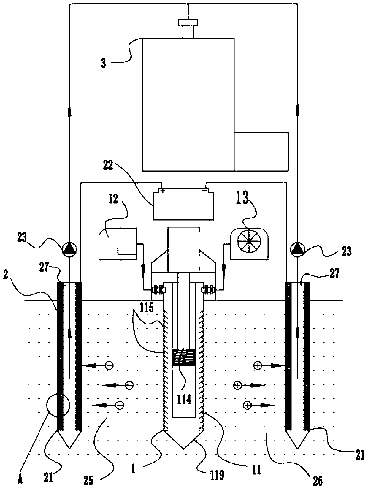 Device and method for repairing soil and preventing pollutant diffusion