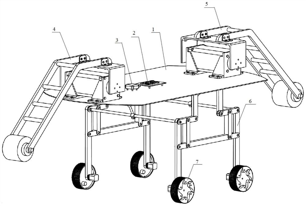 A robot climbing chassis device