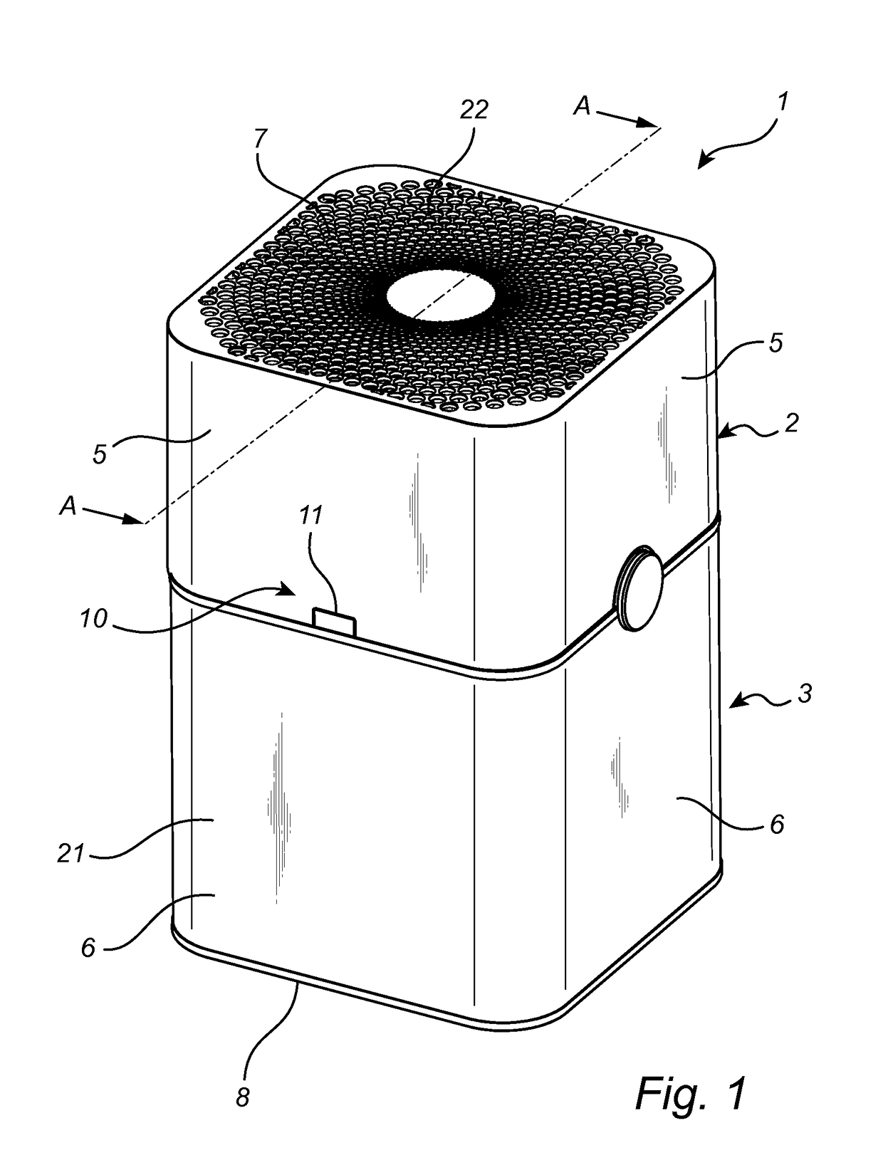 Air purifier device with ionizing means