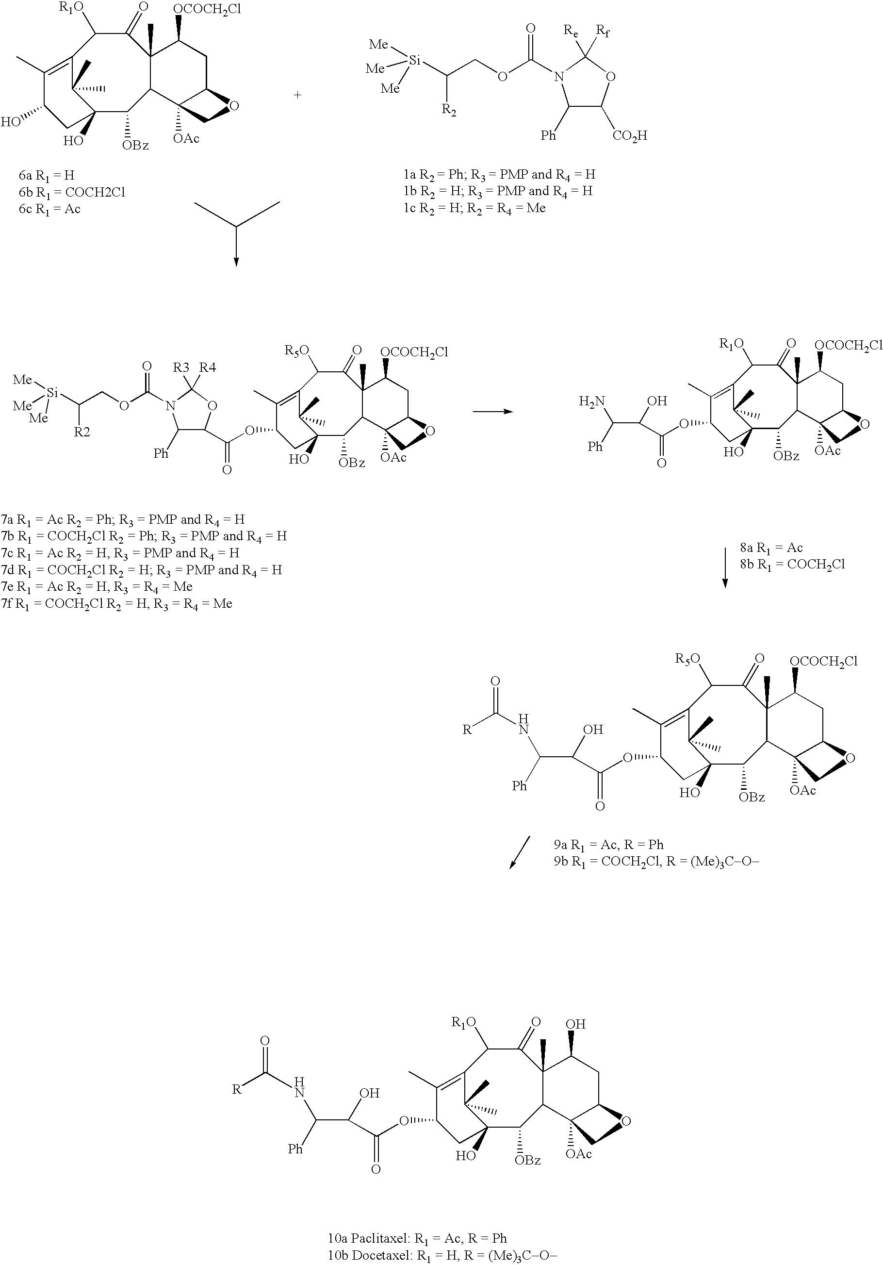 Method of preparation of anticancer taxanes using 3-[(substituted-2-trialkylsilyl) ethoxycarbonyl]-5-oxazolidine carboxylic acids