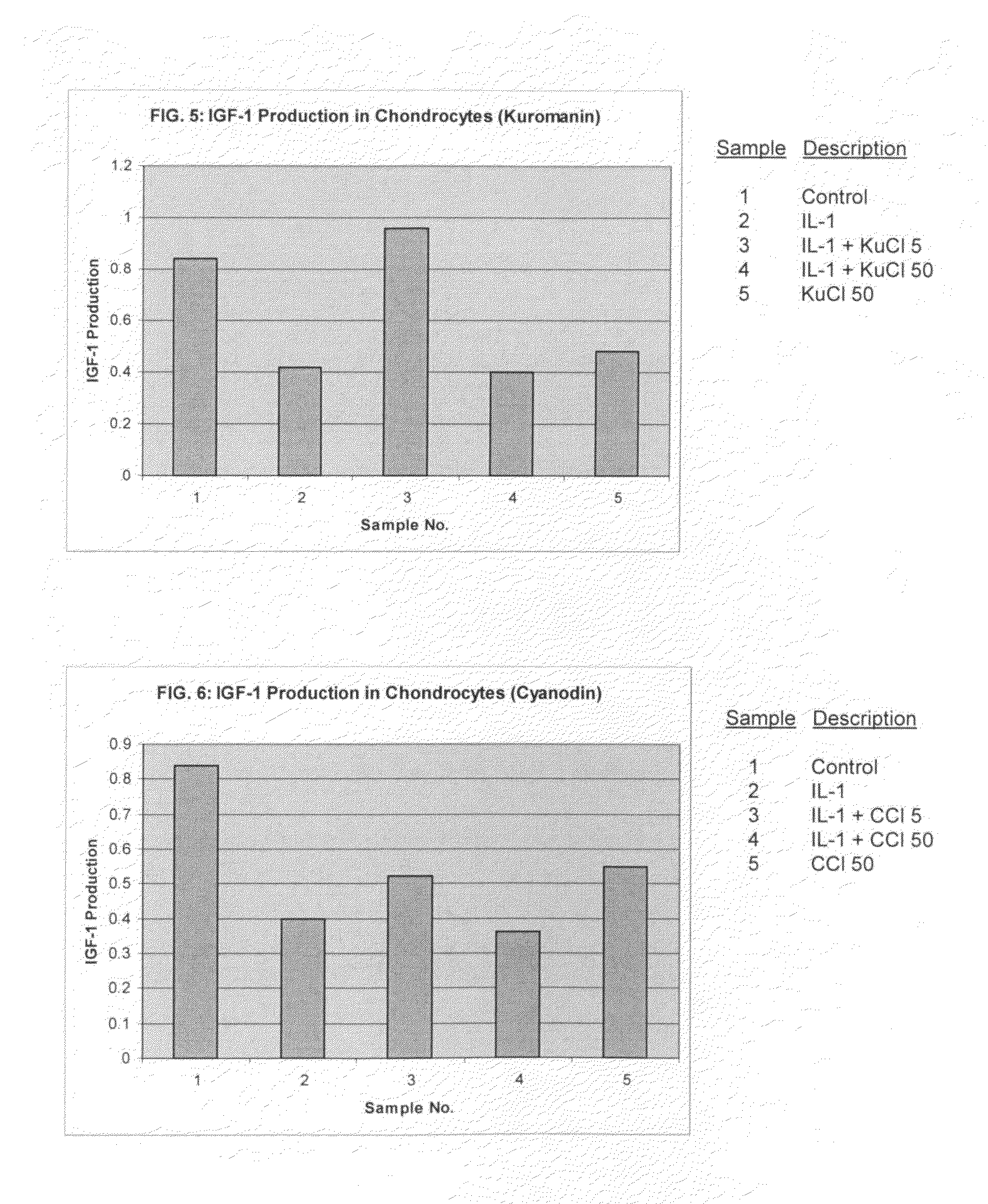 Compositions including anthocyanin or anthocyanidin for the prevention or treatment of articular cartilage-associated conditions