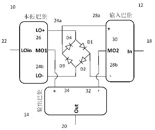 Passive three-balanced frequency converter