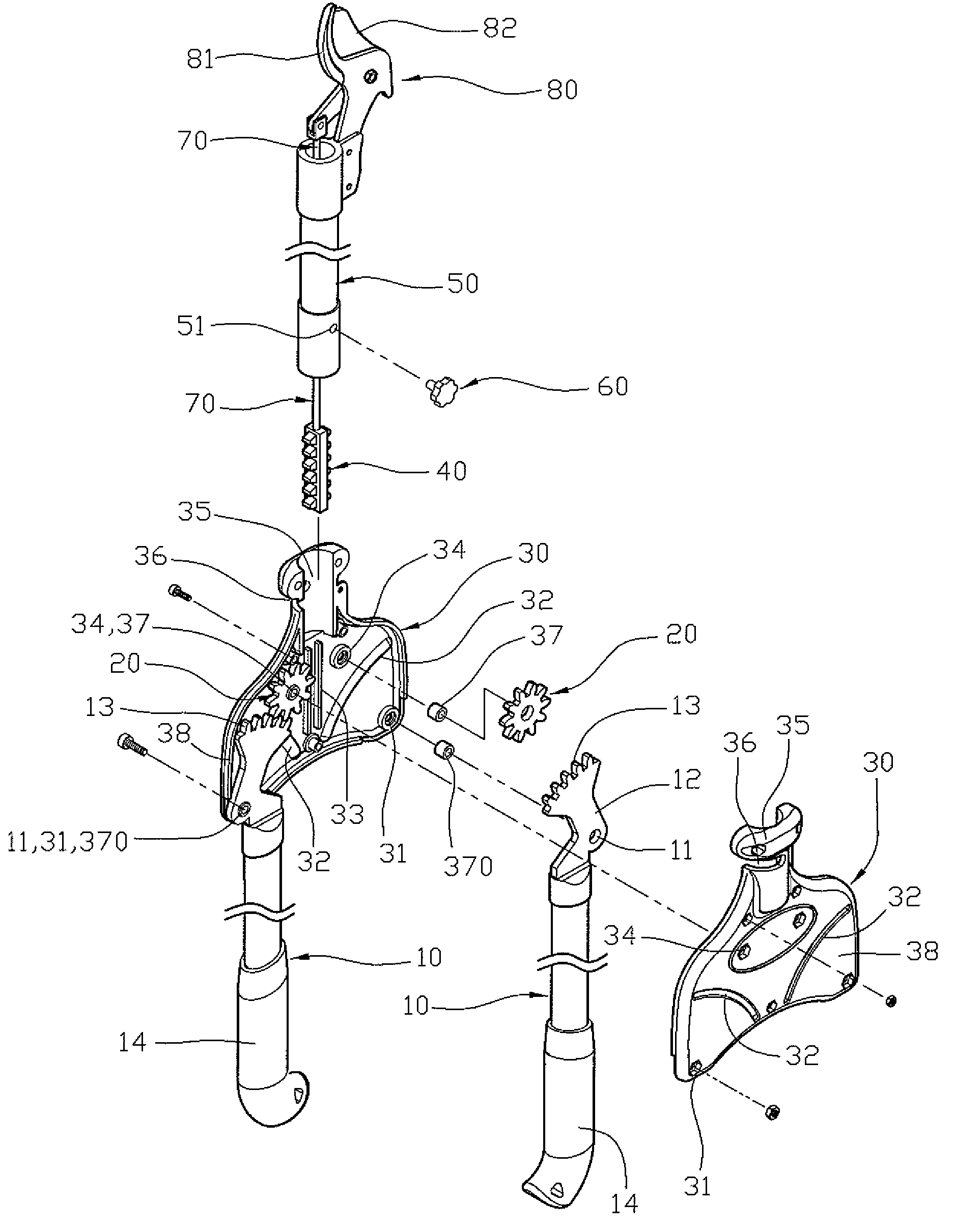 Labor-saving long-arm gardening shears