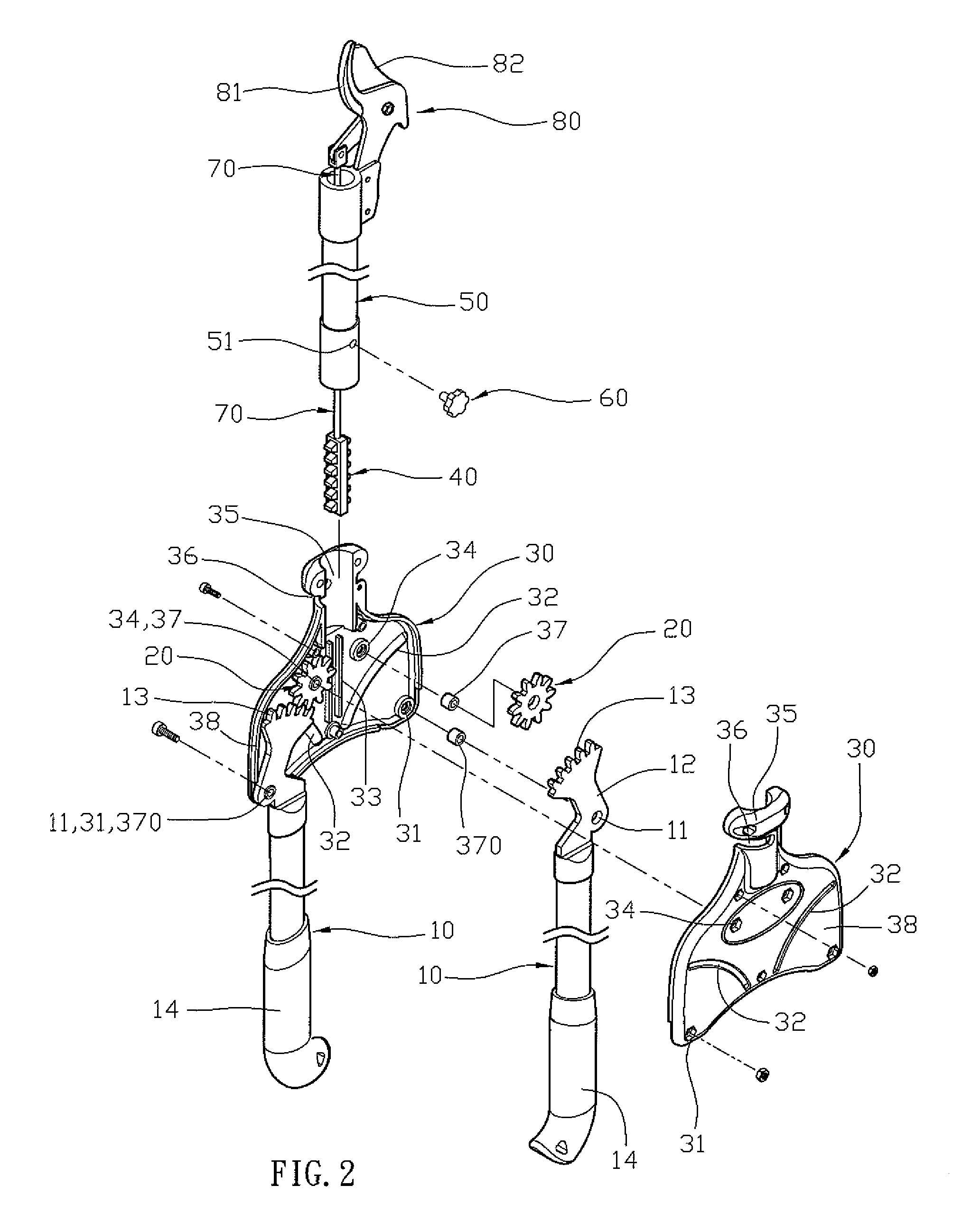 Labor-saving long-arm gardening shears