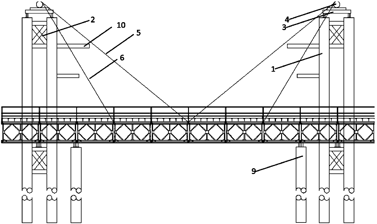 Cable-stayed bendable opening trestle structure and construction method thereof