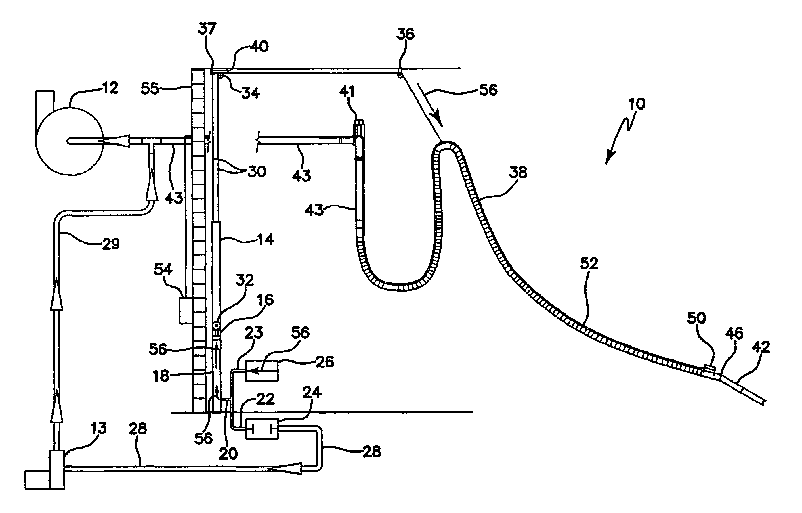 Automatic festooned hose apparatus for public transit vacuuming systems and methods for using same